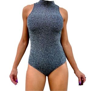 Sexy shiny black bodysuit